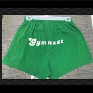 Adult Large Green Soffee Brand Gymnast Logo Athletic Shorts NWT